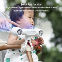 Ventilateur portable pliable à double tête Pluska G12, mini ventilateur électrique rechargeable, puissant, pour poussette
