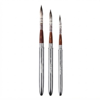 Set Kuas Cat Air Bulu Tupai Alami Ukuran 6/8/10 untuk Perjalanan, Kuas Lukis Artis dengan Logo Kustom untuk Cat Minyak, Akrilik, dan Gouache