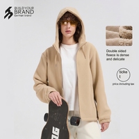 Sweat-shirt à capuche zippé pour homme avec logo personnalisé, col montant, doublure polaire 300G, style streetwear, coupe oversize, vente en gros