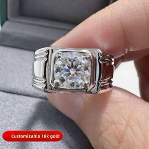 <span class=keywords><strong>Bague</strong></span> de mariage en moissanite à quatre griffes pour homme Offre Spéciale en argent sterling plaqué <span class=keywords><strong>or</strong></span> à la mode - Product Image 6