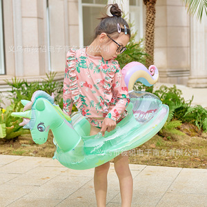 Flotador inflable con forma de caballo arcoíris, diseño de unicornio, para bebés, asiento para piscina, anillo de natación para niños - Product Image 4