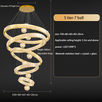 Luxe Grand Escaliers Led Golden Villa Lustre Rond Lumière pour Hôtel Salon Banquet Hall Creative Suspension Lampe