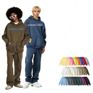 French Terry Cropped Hoodie Oem Customize Hoodie Set Unisex Oversized Hoodie With Logo - Product Image 1
