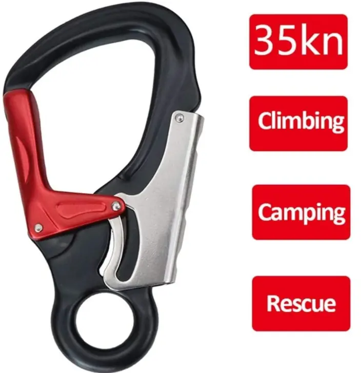 Anti-hook 35KN Heavy Duty Carabiner Clips with Double-action Locking System Safety Buckle Climbing Hook Caribeaner Clip