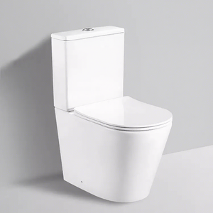 WC moderne en céramique sanitaire pour hôtels et écoles, à double chasse siphonique, avec siphon en P, capacité de 3,0 à 6,0 L, à poser au sol - Product Image 2