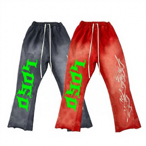 Nuovi <span class=keywords><strong>Pantaloni</strong></span> Sportivi a Zampa Personalizzati <span class=keywords><strong>con</strong></span> Logo Ricamato, Alta Qualità 100% Cotone, Stile Vintage <span class=keywords><strong>con</strong></span> Lavaggio Acido per Uomo - Product Image 1