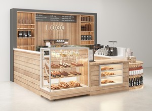 Quiosco de Lujo para Cafetería en Tiendas Minoristas y Centros Comerciales con Elegante Mostrador de Hierro y MDF, Diseño Completo para Cafetería - Product Image 3