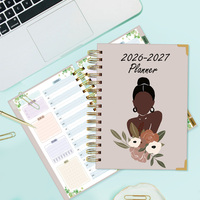Personnalisé 2026 2027 Spiral A5 Black Girl Life Self Care Agenda planificateur et cahier pour les femmes
