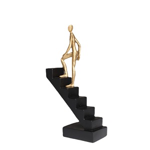 Sculpture d'escalier en résine Sumai, figurine dorée noire, décoration artistique pour la maison, cadeau, ornement - Product Image 4