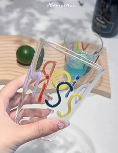Taza de vidrio de borosilicato hecho a mano, diseño creativo de letras de Color Miss <span class=keywords><strong>Graffiti</strong></span> para agua, tazas de leche para amantes del <span class=keywords><strong>café</strong></span> para fiestas - Product Image 3