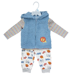 Ensemble de vêtements d'hiver pour garçon, T-shirt en coton à manches longues, pantalon long en <span class=keywords><strong>polaire</strong></span> pour bébé, <span class=keywords><strong>veste</strong></span> sherpa sans manches, nouveau style - Product Image 1