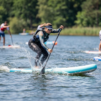 Planche de paddle gonflable de pêche large et stable avec support de canne, siège pliable, capacité de charge de 400 kg, écologique