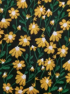 Marfil bordado pequeña Margarita Lino ramio algodón suizo gasa encaje Planta Fresca colorido bordado tela de lino hogar vestido tela