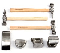 Ensemble de marteaux à tôle KAFUWELL HA5004B, 7 pièces, manche en bois de noyer, acier au carbone, pour usage automobile et industriel, étui rigide inclus