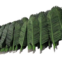 Vente en gros, tige de feuille de palmier artificielle en plastique et soie, résistante aux UV, résistante au vent, feuille de palmier de noix de coco