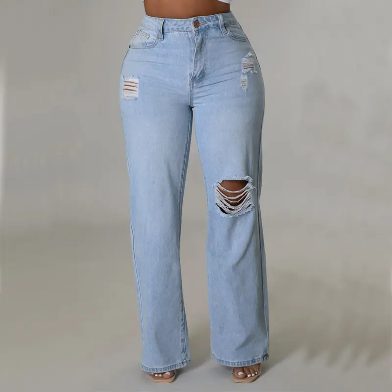 Vendita calda da donna pantaloni di Jeans taglie forti 2024 nuovi Jeans alla moda mamma Mujer Denim strappati da donna pantaloni Casual da donna Jeans