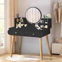 Ensemble coiffeuse moderne en bois durable avec panneau lumineux, miroir sur pied et rangement pour chambre, appartement et salon