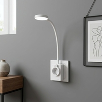 Lampe de lecture de chevet LED portable moderne pour hôtel, avec prise murale européenne, flexible, CCT, contrôle tactile progressif, blanc doux