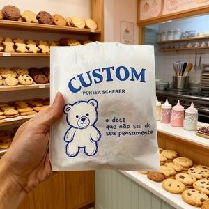 Sacs en papier sulfurisé personnalisés avec logo imprimé, résistants à l'huile, pour aliments, biscuits, sandwichs, pizzas, lait, sushis, gelées, impression numérique - Product Image 2