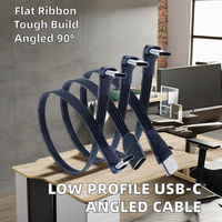 Benutzer definierte Low Profile Flat Ribbon USB Typ C weiblich USB-C männlich abgewinkelt 90 Grad Top Verlängerung draht 0,3 m PVC-Folie