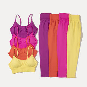 Conjunto esportivo feminino 6 peças, sem costura, para treino, manga curta, academia, fitness, roupas esportivas, yoga - Product Image 3