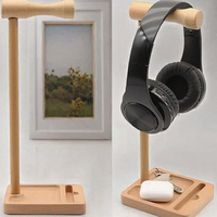 Support de casque en bois massif pour bureau, avec plateau de rangement, vente en gros