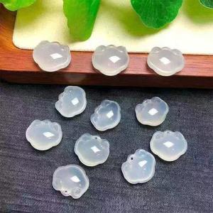 Pendentif Ruyi en calcédoine blanche glacée, unisexe, agate blanche, motif nuage porte-bonheur Pixiu, pour usage quotidien - Product Image 3