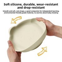 Assiette à dîner en silicone motif ours de dessin animé, best-seller transfrontalier, antidérapante et résistante aux chutes pour bébé, pour l'alimentation des nourrissons