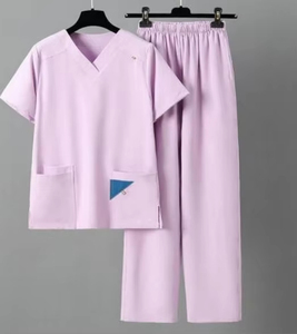 Eco-Friendly Light V-neck Unisex <b>Scrub</b> <b>Tops</b> Hospital Uniform Sets Soft Comfortable Stretchable Double-layer Pockets Needle - Product Image 6