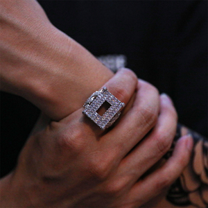 UK <span class=keywords><strong>Grime</strong></span> Culture Anillos inspirados Hip-hop Nuevo cobre con incrustaciones de circón Anillo de hombre Anillo de circón completo para hombre Rapero - Product Image 3
