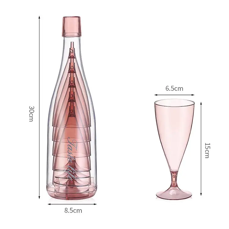 旅行ポータブルワイングラスセット5個シャンパングラス再利用可能なステムウェアプラスチックワイングラスセット収納ボトル付き