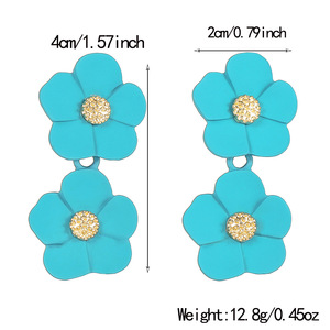Flower <b>Stud</b> <b>Earrings</b> Colorful Petal Design Stainless Steel Posts For Women Anniversary Gift D2039 1 D2040 1 D2041 1 - Product Image 4