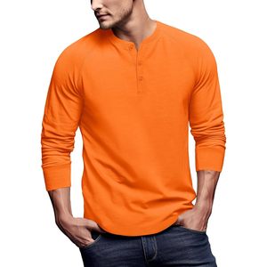 Chemise Henley à manches longues pour homme, extensible, décontractée, 3 boutons, couleur unie - Product Image 1