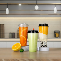 Gobelets en plastique pour bubble tea réutilisables et jetables personnalisés AT PACK avec couvercles pour personnalisation avec logo 16oz 24oz Gobelets en PP givrés