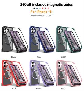 2 em 1 Design Protetor de Tela Tampa Frontal 360 ° Proteção Total Transparente Anti Fall Magnético Mobile Phone Cases para <span class=keywords><strong>Iphone</strong></span> 16 - Product Image 5