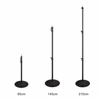 Support d'éclairage professionnel à base ronde robuste 85-210 cm pour studio, vidéo et diffusion en direct