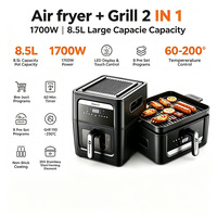 ANBOLIFE OEM Freidora de Aire 2 en 1 No Tóxica de 8.5L + Parrilla con Pantalla Táctil, Ocho Programas Preestablecidos y Ventana de Visualización, Personalizada de Fábrica