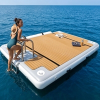 Plateforme flottante gonflable en PVC avec pont en teck, échelle portable pour lac, océan, natation, InflaToGo 1500 Lbs