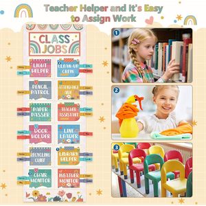Tableau de classe avec pochettes, cartes, pinces et crochets pour les aides de classe, l'organisation des enseignants et l'affichage sur tableau d'affichage - Product Image 4