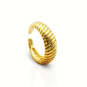 Chris April 925 Sterling Bạc Croissant sóng Chunky Xoắn dày vòng miễn phí Kích thước 18K mạ vàng - Product Image 1