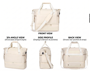 Nouveau Sac de Sport Crème Tendance 2026 avec Compartiment à Chaussures Indépendant et Séparation Humide/Sèche – Prêt à l'Expédition Immédiate - Product Image 2