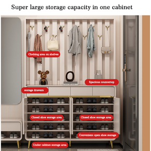Meuble de couloir en bois de haute qualité certifié CE, directement de l'usine, combinant rangement pour chaussures et support à vêtements - Product Image 4