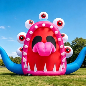 Tête de monstre extraterrestre gonflable géante avec yeux lumineux, taille personnalisable, en tissu Oxford/PVC imperméable, publicité durable - Product Image 4