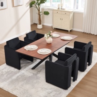 [Stock US] Chaise de salle à manger moderne en forme de baril, avec accoudoirs rembourrés, en tissu velours confortable, expédition rapide depuis les États-Unis, 1 pièce minimum de commande