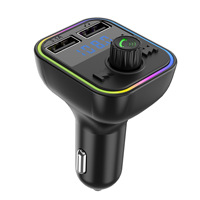 Adaptateur de chargeur de téléphone avec lecture de musique sur carte TF G41, 7 lumières LED colorées, station de charge double USB, chargeur de voiture sans fil