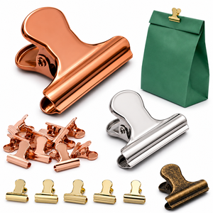 Weisita Rose Gold Metal Bulldog <strong>Spring</strong> <strong>Clip</strong> 30mm Multi-Functional Coffee Bag Sealer Bookmark Guangdong Office Desk Stationery - Product Image 1