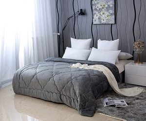 Luxury Duvet Double Plush Comforter Set Flannel Fleece Reversible Comforter Duvet Cover Set - Product Image 2