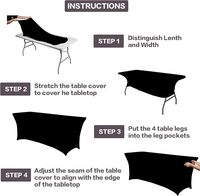 Nappe extensible noire en spandex TY de 6 pieds, universelle, ajustée, rectangulaire, pour mariage, salon professionnel, stand de vente