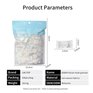 LMLTOP Etiqueta Privada máscara de hoja comprimida 100 Uds máscara facial cosmética Diy desechable cuidado de la piel máscara Facial de algodón orgánico D0864 - Product Image 3