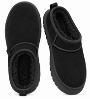 Bottes d'hiver mini-plateforme pour femmes, chaudes, doublées en peluche, à semelle épaisse, bout rond, à enfiler, décontractées, pour l'extérieur, vente en gros